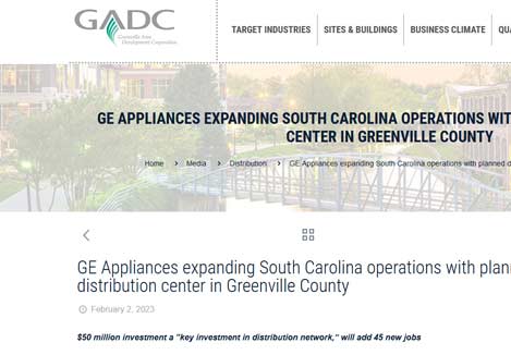 GE Appliances expanding SC Operations